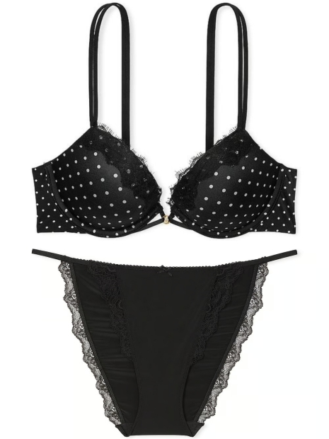 Жіночий комплект білизни Victoria's Secret бюст Push-Up і бікіні трусики 1159836944 (Чорний 36C/L)