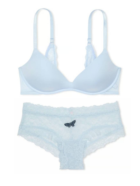 Женский комплект белья Victoria's Secret бюст Push-up и трусики чики 1159837023 (Голубой 36C/L)
