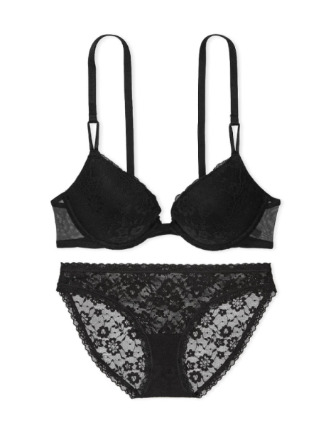 Жіночий комплект білизни Victoria's Secret ліф та трусики бікіні 1159837072 (Чорний 36B/M)