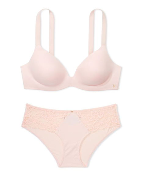 Жіночий комплект білизни Victoria's Secret погруддя з технологією Infinity Flex та трусики тонг 1159837150 (Рожевий 34C/S)
