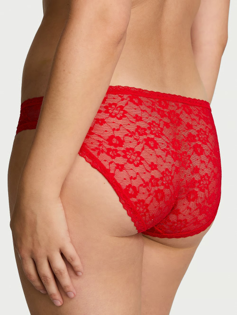 Кружевной комплект белья Victoria's Secret лиф и бикини 1159837222 (Красный 38C/L)