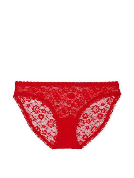Кружевной комплект белья Victoria's Secret лиф и бикини 1159837222 (Красный 38C/L)