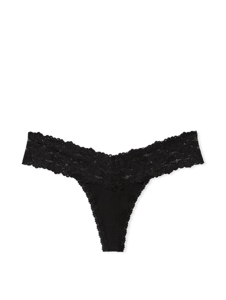 Комплект білизни Victoria's Secret Pink корсетний топ та трусики тонг 1159837283 (Чорний M)