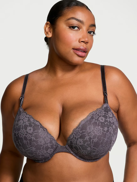 Кружевной комплект белья Victoria's Secret лиф и трусики тонг 1159837310 (Фиолетовый 38B/L)