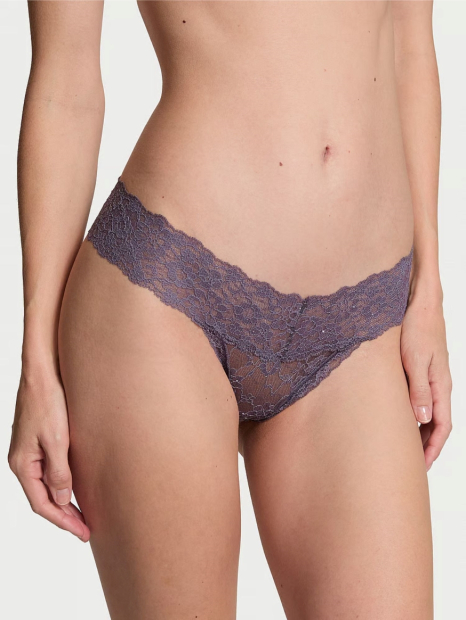 Кружевной комплект белья Victoria's Secret лиф и трусики тонг 1159837310 (Фиолетовый 38B/L)