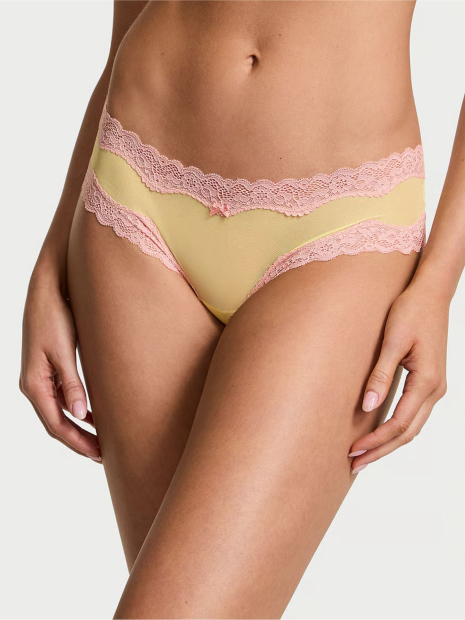 Кружевной комплект белья Victoria's Secret бюст и трусики чики 1159837580 (Желтый 36A/M)