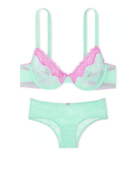 Комплект белья Victoria's Secret бюст и трусики чики 1159837637 (Бирюзовый 34B/S)