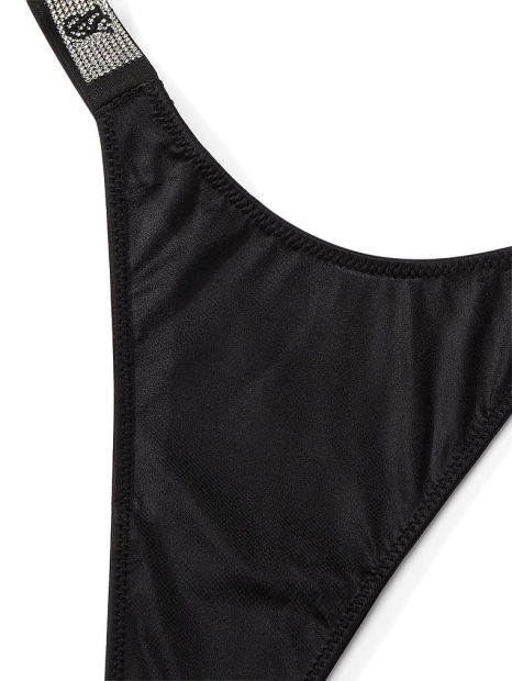 Комплект білизни зі стразами Victoria's Secret ліф Push-up та трусики тонг 1159837679 (Чорний 36C/L)