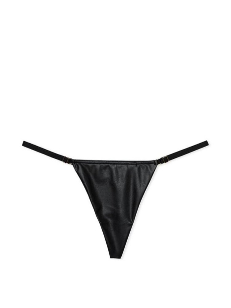 Комплект белья из экокожи Victoria's Secret бюст и трусики стринги 1159837705 (Черный 34A/S)