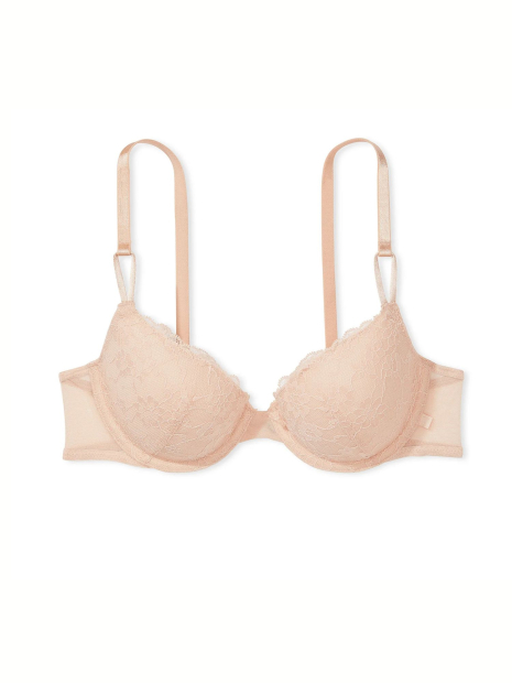 Женский кружевной комплект Victoria's Secret лиф и трусики бикини 1159837720 (Бежевый 34D/M)
