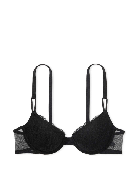 Кружевной комплект Victoria's Secret бюстгальтер и трусики тонг 1159837722 (Черный 38B/L)