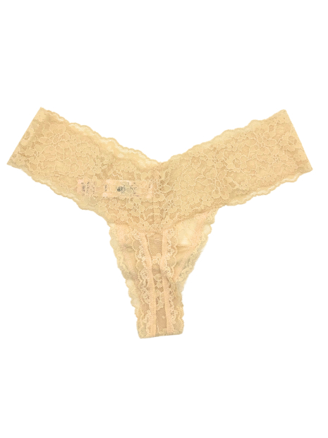 Кружевной комплект белья Victoria's Secret лиф и трусики тонг 1159837738 (Бежевый 36D/L)