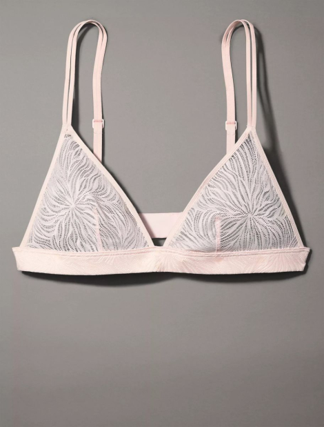 Кружевной комплект Calvin Klein лиф триангл и трусики танга 1159837767 (Розовый S)