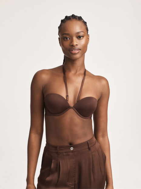Комплект белья Victoria's Secret бюст Push-up и трусики чики 1159834337 (Коричневый 32C/S)