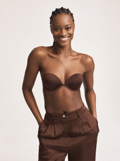 Комплект белья Victoria's Secret бюст Push-up и трусики чики 1159834337 (Коричневый 32C/S)