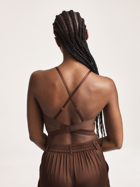 Комплект белья Victoria's Secret бюст Push-up и трусики чики 1159834337 (Коричневый 32C/S)