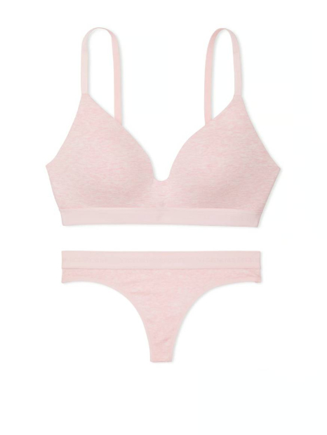 Женский комплект белья Victoria's Secret бюст и трусики тонг 1159837792 (Розовый 32C/S)