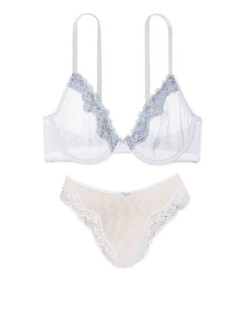 Комплект белья Victoria's Secret бюст и трусики тонг 1159837829 (Голубой 34A/S)