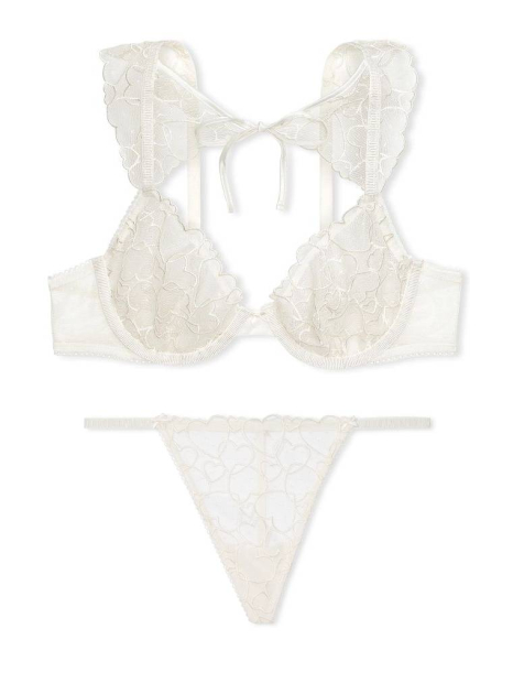Кокетливый комплект белья Victoria's Secret бюст и трусики стринги 1159837864 (Молочный 34A/S)