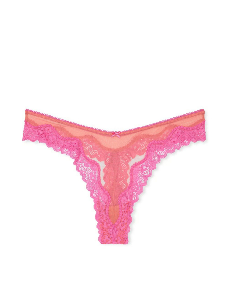 Мереживний комплект білизни Victoria's Secret погруддя та трусики тонг 1159842650 (Помаранчевий 38D/XL)