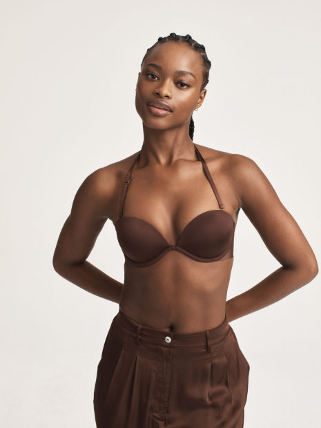 Комплект белья Victoria's Secret бюст Push-up и трусики бикини 1159837875 (Коричневый 32C/S)