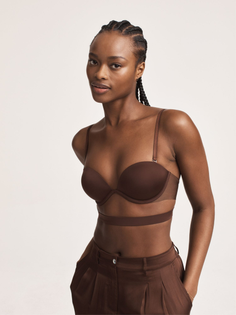 Комплект белья Victoria's Secret бюст Push-up и трусики бикини 1159837875 (Коричневый 32C/S)