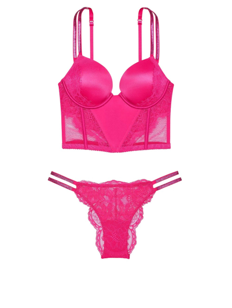 Кружевной комплект Victoria's Secret корсет-бюст и трусики бразильяны 1159837902 (Розовый 32B/XS)