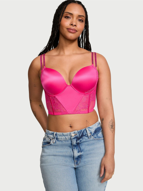Кружевной комплект Victoria's Secret корсет-бюст и трусики бразильяны 1159837902 (Розовый 32B/XS)