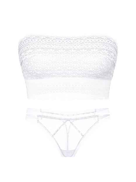 Комплект белья Victoria's Secret бралетт бандо и трусики тонг 1159838085 (Белый XL)