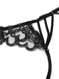 Розкішний комплект Victoria's Secret пояс для панчох та трусики 1159803751 (Чорний, M)