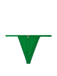 Гладкий комплект білизни з мереживом та стразами Victoria's Secret ліф Push-Up та трусики стрінги 1159804257 (Зелений, 34A)