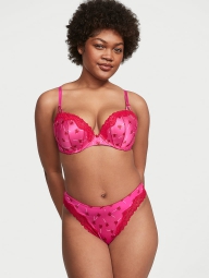 Атласний комплект білизни Victoria's Secret ліф Push-Up та трусики тонг 1159806440 (Рожевий, XL)