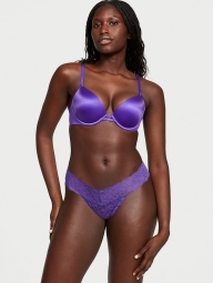 Эффектный комплект Victoria's Secret бюст Push-Up и трусики тонг 1159806490 (Фиолетовый, 38D/XL)