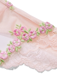 Роскошный комплект с вышивкой Victoria's Secret корсетный топ и трусики тонг 1159806535 (Розовый, 34B/S)