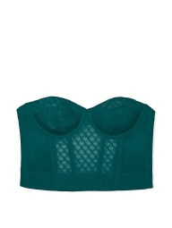 Шикарный кружевной комплект белья Victoria's Secret корсет и сетчатые трусики стринги 1159809701 (Зеленый, 34C/M)