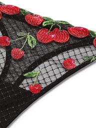 Сексуальний комплект пояс для панчіх і трусики Victoria's Secret з вишивкою 1159809816 (Чорний, M)