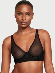 Кружевной комплект белья Victoria's Secret бюст и трусики тонг 1159811890 (Черный, 32A/XS)