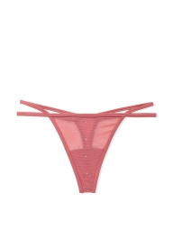 Комплект белья со стразами Victoria's Secret Pink лиф и трусики тонг 1159813275 (Розовый, XL)