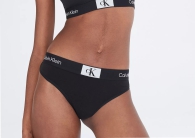 Женский комплект белья Calvin Klein лиф триангл и трусики тонг 1159814240 (Черный, XL)