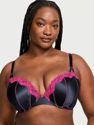 Кружевной комплект белья Victoria's Secret бюст Push-Up и трусики тонг 1159815000 (Синий 34A/S)