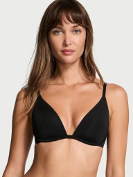 Гладкий комплект белья Victoria's Secret бюст и трусики тонг 1159819440 (Черный 36C/L)