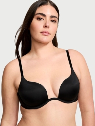 Гладкий комплект белья Victoria's Secret бюст и трусики тонг 1159827702 (Черный 38DD/XL)