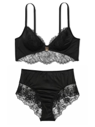 Шикарний комплект Victoria's Secret корсетний топ та трусики брифи 1159830126 (Чорний S)