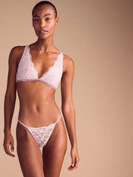 Шикарный комплект белья Victoria's Secret лиф и трусики стринги со стразами 1159830814 (Розовый L)