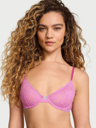 Мереживний комплект білизни Victoria's Secret бюст та трусики тонг 1159830830 (Рожевий 32C/S)