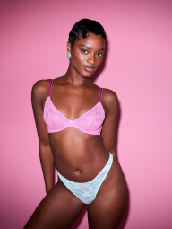 Мереживний комплект білизни Victoria's Secret погруддя та трусики тонг 1159832469 (Бірюзовий 34B/S)