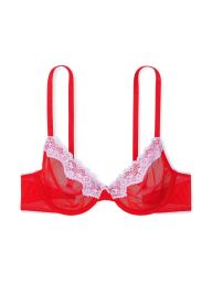 Кружевной комплект белья Victoria's Secret бюст и трусики тонг 1159832300 (Красный 34B/S)