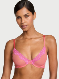 Кружевной комплект белья Victoria's Secret бюст и трусики чики 1159830855 (Оранжевый 36C/L)
