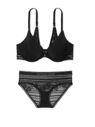 Жіночий комплект білизни Victoria's Secret ліф та трусики хіпхагери 1159830899 (Чорний 36C/L)