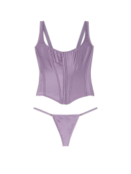 Комплект білизни Victoria's Secret корсет та трусики стрінги 1159830979 (Бузковий S)